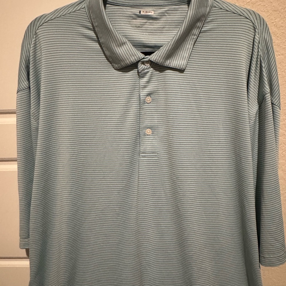 Men's Blue Striped Polo Shirt